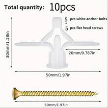 Nút nở tự ren | 10 cái/50 cái/100 cái | Nhựa | Tự ren, hình bướm | Dùng cho vách thạch cao, gạch rỗng - A - Xem 9