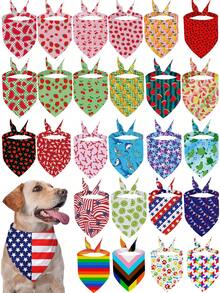 5 Stück Unabhängigkeitstag Hunde Bandanas mit Sommer Obst Muster, Pride Day Lätzchen Dreieck Hunde Schal, bunte Ozean Hunde Bandanas für mittelgroße und große Hunde, Geburtstags Sommer Kostüm Accessoires Dekoration - Verschiedenfarbig - Übersicht 12