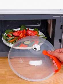 1pc Transparent Glass Microwave Splash Guard, Made Of Plastic, Essential Household Kitchen Item, Suitable For Placing Food, Pots, Bowls And Plates - Multicolor - View 8