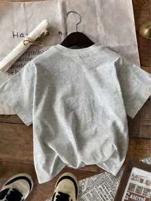 Spring/Summer Oversized Tops, 100% Cotton, Women's Solid Color Round Neck Short Sleeve T-Shirt, Soft And Comfortable, Casual, Streetwear, Y2K, Top, Summer, Spring, T-Shirt, Gym, Sport, Party Top, Blouse, Romwe, Vintage, Carnaval, Valentijn, Maija, Tops For Women, Tops Damen, Frühling Outfit, Jersey, Ropa Invierno De Mujer, Verano Mujer, Fun T-Shirts, Vacation, Beach, Casual, 90s Clothing, Cute Tops, Top , Top Blanco, Tops Verano, Primavera, Muje, Easter Women's Clothing, Carnival, All Seasons, Office/Lounge/Home/Minimalist, Western Women, Outfits, 80s American Retro Style, Teenagers, Unisex, Outerwear, Autumn/Winter, Plus Size Woman, Valentijn, Carnaval, Heather Gray Top - Xám - Xem 2