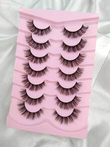 7 Cặp lông mi giả cao cấp, mềm mại, tự nhiên, kiểu dáng chữ thập, dày, nhẹ, có thể tái sử dụng. - màu đen - Xem 5