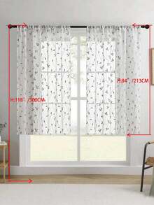 1 buah Tirai Tipis Bordir, Motif Bunga, Dengan Kantong untuk Batang Tirai, Penghalang Sinar UV, Bernapas, Kain Poliester, Tanpa Lapisan, Cocok Untuk Ruang Tamu, Kamar Tidur, Ruang Makan - Grey - View 26