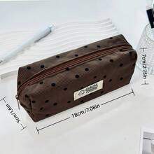 1个极简波点铅笔盒，可爱文具收纳铅笔盒，IDOLME品牌，小熊图案文具袋，便携大容量笔袋，拉链布艺笔袋，适合学生文具收纳，桌面收纳袋，返校必备文具收纳袋 - 筆袋 - 查看 6