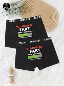 2 piezas Calzoncillos minimalistas de uso diario para hombres, ropa interior con estampado de letras sexy en la nalga y cintura elástica - Negro - Ver 3