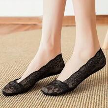 1/5 pares de calcetines de encaje floral y malla, calcetines invisibles suaves y transpirables de baja altura, medias y calcetines de barco para mujer, calcetines finos de seda de encaje para usar con tacones altos en verano, baja altura, baja altura, calcetines invisibles - Multicolor - Ver 7