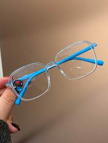 1副儿童彩色可爱方形防蓝光眼镜，适合日常阅读、外出、送礼，透明镜片，休闲百搭，男女皆宜，适用于日常生活、阅读、看电视、玩游戏和使用智能手机，时尚眼镜，拍照道具，日常穿搭配饰 - 無色 - 查看 20