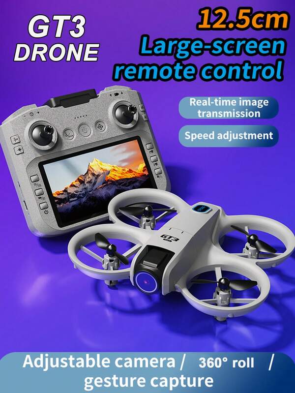 CASRRA Drone multifuncional GT3 con cámara, equipado con una pantalla de control remoto grande para ver la trayectoria de vuelo, tomar fotos y videos en tiempo real, grabar momentos de la vida. El motor sin escobillas proporciona un rendimiento talla grande potente. El vuelo con estabilización óptica es talla grande estable para pilotos de drones principiantes. Drone económico. Drone de fotografía aérea, un regalo maravilloso para Navidad y Halloween