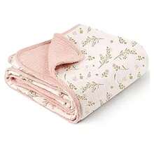 1pc Reversible Crochet Edged Cotton Double-Layer Warm Blanket, Suitable For Babies And Adults, Infants And Toddlers - Multicolor - View 1