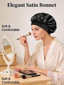 双层缎面帽，可调节帽，适合女士睡眠时佩戴，双面发网 - A - 查看 7