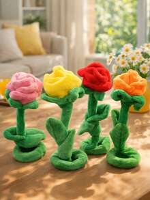 1个可爱玫瑰桌面摆件，直立式花朵装饰，浪漫爱情主题，美观家居装饰，卡通可爱风格，创意花卉展示，节日装饰，适用于客厅、卧室、书桌、书架、咖啡桌、窗台，情人节、春季装饰，派对场景，拍照道具，温馨家居装饰，创意礼物 - 彩色 - 查看 10