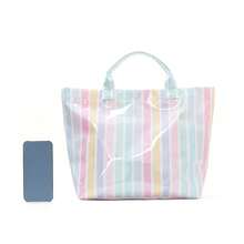 Girls Personalized Striped Tote Bag, Lightweight Large Capacity Portable Shoulder Carry Bag, Travel Beach Bag - Multicolor - View 6