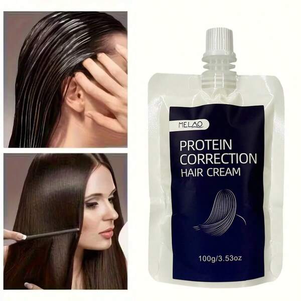  MELAO Protein Repair Hair Mask, Suitable For Frizzy And Unruly Hair, Can Moisturize And Smooth Straight Hair, Obvious Before And After Effects, Repair And Strengthen Hair, Salon-Grade Quality, 100g/3.53oz