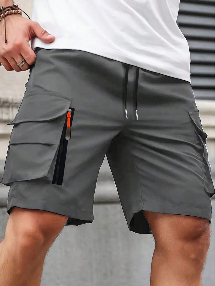 Quần short nam kiểu cargo nhiều túi, quần short thời trang ngoài trời mùa hè. - Màu Khaki - Xem 1