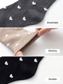 1/5 Pair (Random Delivery) Women Cute Heart Pattern Mid-Calf Socks, Gentle And Versatile For Spring/Autumn Daily Wear - Multicolor - View 4