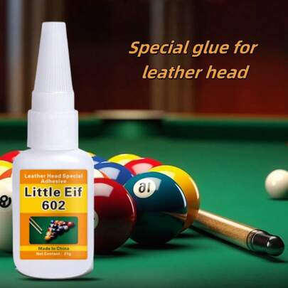 适用于台球杆头、杆头箍、接头、镶嵌件、手柄、台球桌布、框架、表面及配件的高强度粘合剂。快速固化，粘合力强，经久耐用。