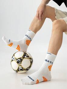 1/2/3/4/5/6 Pairs Men's Sports Crew Socks, Breathable Moisture-Wicking Athletic Socks - Multicolor - View 3