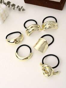7pcs/6pcs/5pcs/1pc Set Minimalist Metal Hair Ties, Casual Style - Silver - View 5