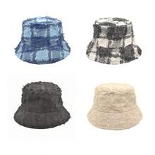 Nuevo sombrero de cubo versátil y personalizado, marca de moda japonesa de primavera/verano, ropa de calle que favorece el rostro pequeño, ideal para vacaciones y festivales - Gran celosía - Ver 1