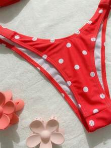 Bộ bikini không dây, có thể tháo rời, họa tiết chấm bi, kiểu dáng thời trang mới, gợi cảm dành cho nữ, thích hợp cho các bữa tiệc bãi biển và kỳ nghỉ. - Đỏ - Xem 6