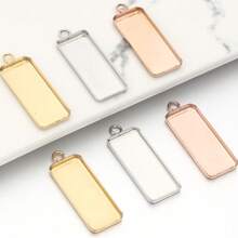 10个/包不锈钢长方形托盘吊坠，10x25毫米方形珠宝底座，宝石镶嵌DIY配件 - 方形托盤 - 查看 6