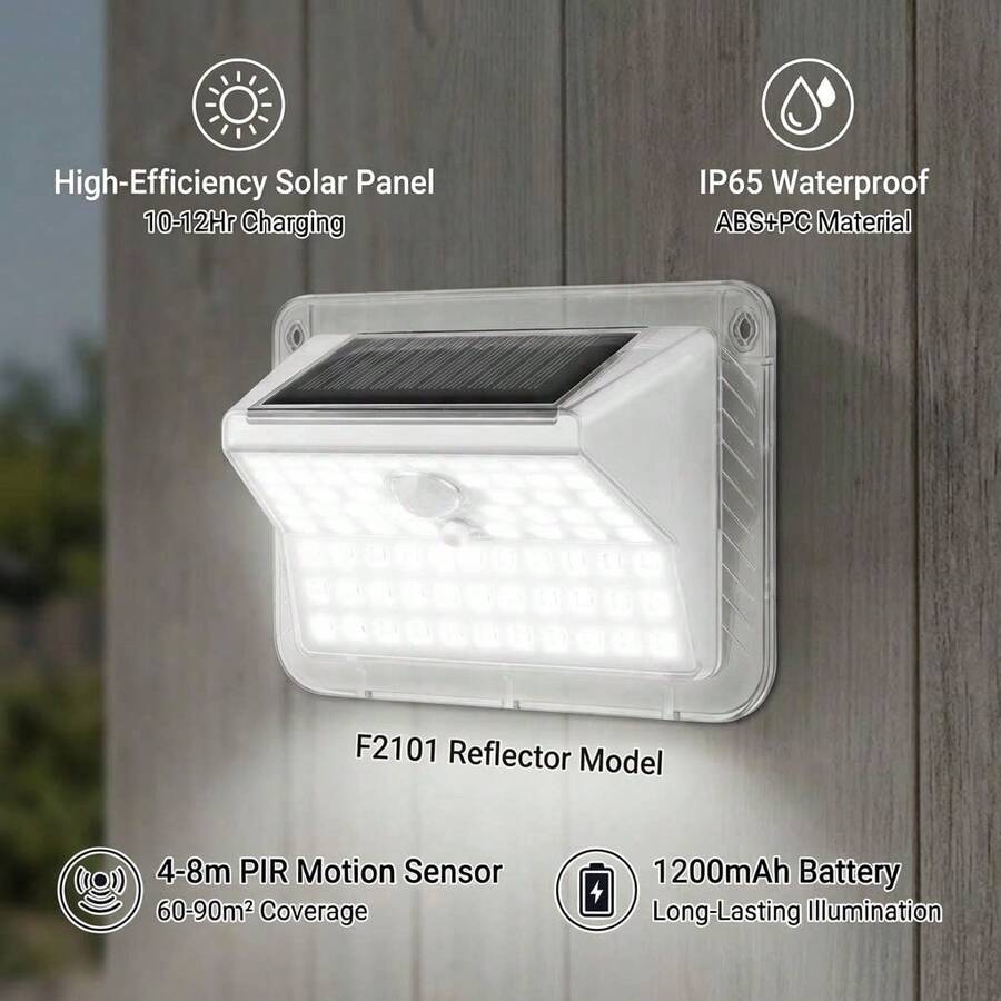 Outdoor Solar Lights, LED Solar Security Lights, Solar Powered, Automatic Sensor (Dusk To Dawn), Equivalent To LED Floodlight, Waterproof And Dustproof, Suitable For Patio, Balcony, Garage, Garden, Fashionable Design, Battery Life 10-12 Hours, Light Up Your Way Home. - 太陽能充電壁燈 - 查看 1