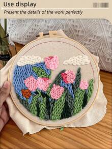 2pcs Apricot Color Handmade DIY Punch Embroidery Fabric, Polyester Material With Good Texture, Clean Fabric Surface With Few Dots, Evenly Distributed Threads For Nicer Finished Product - A - View 7