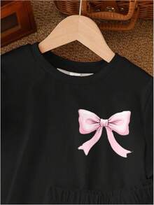 Girls 2 Piece Summer Outfit Cherry Bow Graphic Tee & Shorts Set Cute Casual Outfits - 彩色 - 查看 4