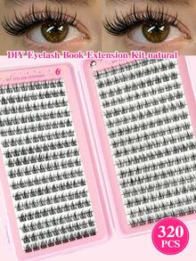320pcs Cluster False Eyelash Book - DIY Natural, Anime, Cross, Cluster And Fluffy Styles Eyelash Extension - Suitable For Beginners, Reusable C-Curl Lashes - Mixed Length 11-13mm - C - View 3