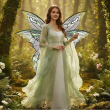 Butterfly Wing For Women, Double Layered Glitter Cutout Sheer Fairy Wings Halloween Cosplay Supplies - Black - View 3