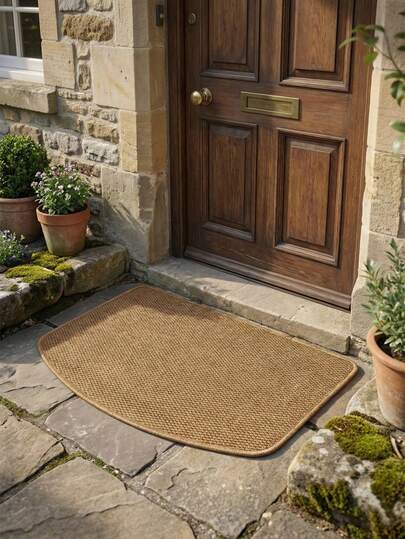 1 件纯色弧形入口地垫，家居户外装饰门垫，菠萝环材质，防污且可机洗，多种尺寸和形状可选，装饰地毯，卧室装饰，小地毯，地毯，家居装饰，客厅地毯，客厅小地毯，卧室地毯，客厅家居装饰，户外地毯，可水洗地毯（由于工厂包装，可能会出现折痕，只需平铺几天即可恢复平整）