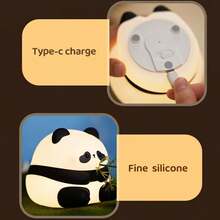 1pc Cute Panda Silicone Lamp, Panda Night Light, Smart Tap Light, USB Rechargeable Bedside Lamp, 3 Brightness Levels, Auto-Off, Christmas & Birthday Gift - Warm white light - View 7