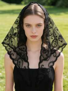 1件装时尚女士蕾丝刺绣围巾头带，适合日常佩戴、假日、节日和婚礼场合。 - 彩色 - 查看 1