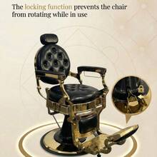 Huisuilinss Vintage Barber Chair,Hydraulic Recline Salon Chair,Hair Styling Chair,Adjustable Height,360° Swivel,Headrest & Footrest,700lbs Capacity,For Barbershop Beauty Tattoo Massage - 黑色 - 查看 5