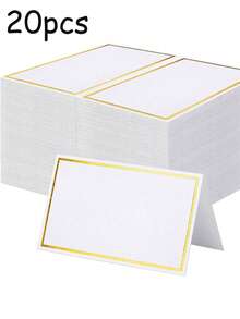 50pcs Dining Table Name Place Cards, Small Table Cards With Gold Foil Borders, Wedding Reception Seating Labels, Escort Cards, Tent Cards, Folding Wedding Cards, Table Cards, Thank You Cards, Food Station Tags, Unique Textured Place Cards For Birthday Party, Bridal Shower, Anniversary Party, Product Labels - Multicolor - View 16