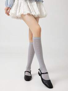 1 Pair Women's Knee-High Socks, Thin Lightweight Collegiate Style Slimming Leg Socks For Spring/Summer, Versatile Wear With Skirts - Multicolor - View 11