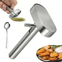 Molde de acero inoxidable para hacer bolas de falafel, herramienta fácil de usar y limpiar, prensa antiadherente para bolas de carne, utensilio de cocina de Oriente Medio - Plateado - Ver 3