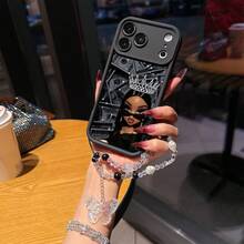 Bộ 1 vòng tay hình nơ + ốp lưng điện thoại TPU màu đen họa tiết Dollar Girl, thích hợp làm quà tặng sinh nhật và Giáng sinh cho các cặp đôi, con gái, bạn gái, thiếu niên. - màu đen - Xem 4