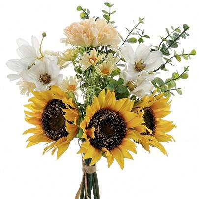 1 Bouquet Beautiful Sunflower Bridal Bouquet, Wedding Floral Bride's Bouquet Suitable For Bridesmaids, Garden, Balcony, Home, Wedding Decoration In Spring And Summer