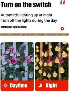 1PC 20/50/100 LED Solar Crystal Bubble Ball Light String -8 Flashing Modes, Waterproof Fairy Light, Outdoor Garden Light String, Suitable For Garden, Courtyard, Tree, Lawn, Porch, House, Balcony, Pavilion, Tavern, Wedding, Party, Festival Decoration - WarmWhite-8Mode - View 6