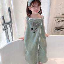 1件可爱卡通儿童浴巾，现代超细纤维卡通动漫女孩浴裙，超紧凑编织浴袍，适合2-8岁儿童 - 彩色 - 查看 10