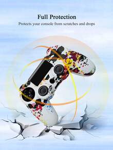 1 Set 4 Controller Protective Case + 8pcs Joystick Cap, Water Transfer Printing Design, Anti-Slip, Anti-Sweat, Anti-Dust, Anti-Scratch, Enhanced Gaming Experience - View 8
