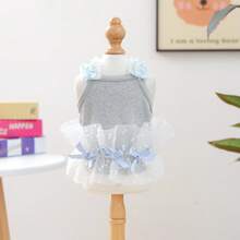 PETCIRCLE 1件宠物衣服，春夏新款透气轻薄薄纱吊带狗服 - 灰色 - 查看 12