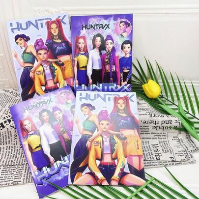 1 Kpop D Emon Hunter Girl Group Cartoon Notebook, Cute Notebook, Gift Prize 1 Piece, Popular K Pop D Emon Hunter Girl Group Merchandise, Study Stationery, Spiral Notebook, Practical Exercise Book, Fun Gift, Warrior K Pop, Suitable As Birthday Gift, Back-To-School Season Gift
