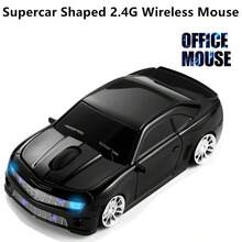 1 pieza Ratón inalámbrico con forma de coche único, ratón inalámbrico de estilo de coche retro mini, ratón inalámbrico ergonómico para juegos de 1600 DPI, ratón de oficina inalámbrico de 2.4 GHz con luces de coche, incluye receptor USB, funciona con 2 pilas AAA (no incluidas), apto para PC, portátil, tableta, gran regalo - Multicolor - Ver 15