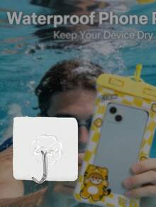 Cartoon Waterproof Phone Pouch, Inflatable PVC Material Phone Bag Suitable For Beach Use, Design For Delivery Riders, With Touch Screen Interface, Applicable For Swimming, Surfing, Rainy Travel, Beach, Cruise, Skiing And Other Water Activities, Can Protect Phones Under 7 Inches - Multicolor - View 9