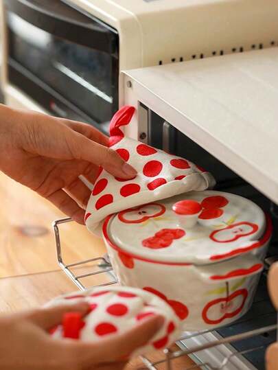 Dotted Heat Resistant Gloves, Pot Handle Cover, Triangular Pot Lid, Pot Ear Cover, Heat Resistant Gloves, Enamel Pot Heat Resistant Cover