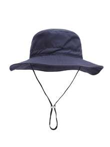 1 Stück Kinder Sonnenhut Einfarbig und Kinnriemen, Sommer Strand Sonnenhut mit breiter Krempe, verstellbar, UV-Schutz Sommerhut für Mädchen - einfarbiger Fischerhut - Übersicht 13