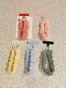 Cute Gingham Check Pattern 1pc Sweet Girl INS Style Phone Lanyard Elastic Phone Anti-Lost Strap Cute Wrist Strap For Phone Key Chain Pendant Spring Gift Birthday Party - Multicolor - View 1