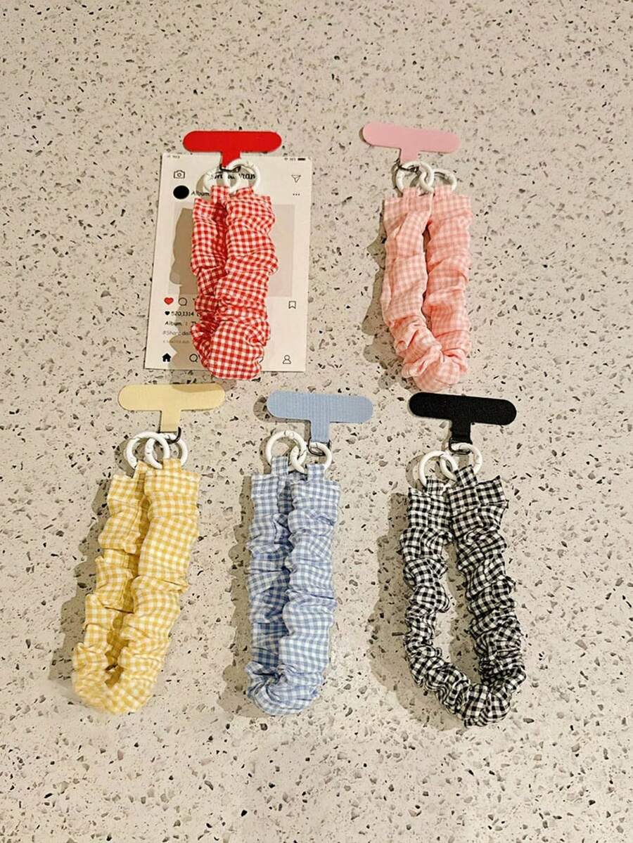 Cute Gingham Check Pattern 1pc Sweet Girl INS Style Phone Lanyard Elastic Phone Anti-Lost Strap Cute Wrist Strap For Phone Key Chain Pendant Spring Gift Birthday Party - Multicolor - View 1