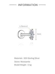 1 đôi bông tai bạc 925 đính đá Moissanite dành cho nữ, kiểu dáng cổ điển lãng mạn, phù hợp để đeo hàng ngày, dự đám cưới, lễ đính hôn, là món trang sức cao cấp. - Bạc - Xem 8